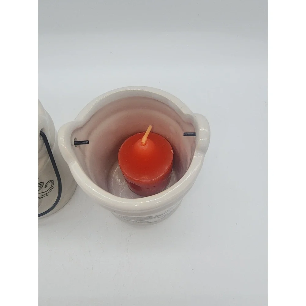 Set of 2 Ceramic Bird Votive Candle Holders with Wire Handles Hand Painted